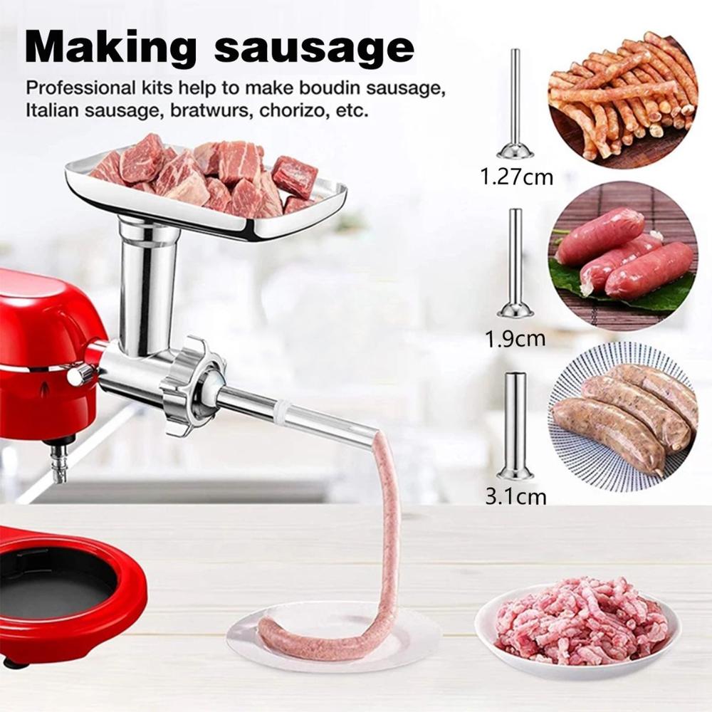 Meat Grinder Attachment - Handmade 3pcs Filling Attachment Stainless Steel